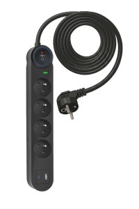 Listwa zasilająca Art Listwa przeciwprzepięciowa 3m SPD3 4 gniazda 16A USB-A USB-C 3,4A czarna 3