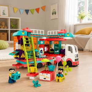 LeanToys Klocki rozkładany kamper 98 el. 4