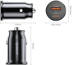 Ładowarka Orico Samochodowa PowerMini 30W USB-C + USB-A czarna (6942227174673) 2