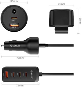 Ładowarka Orico Samochodowa ChargeClip 108W 2x USB-A + 4x USB-C z klipsem - czarna (6942227174789) 2
