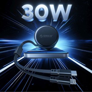 Ładowarka Orico Samochodowa Dual Stretch 60 W USB-C z dwoma zwijanymi kablami USB-C + Lightning (6942227174727) 3