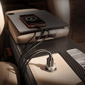 Ładowarka Orico samochodowa MiniRing Pro 45W USB-A + USB-C srebrna 3