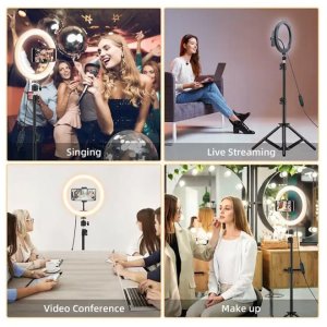 Selfie stick E-LIGHT nūja ST10-5 26cm 8W LED Light Ring with Phone holder + 0.5m Metal Tripod stand + BT remote (Model: ELIG-ST10-05M) 8