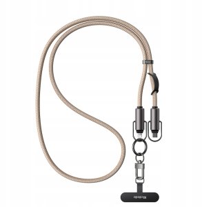 Mcdodo SMYCZ DO TELEFONU NA SZYJE WKŁADKA CROSSBODY BEŻOWA KABEL DO IPHONE 10