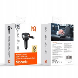 Ładowarka Mcdodo Mocna szybka ładowarka samochodowa 3X USB USB-C PD 80W LED kabel 1M 15