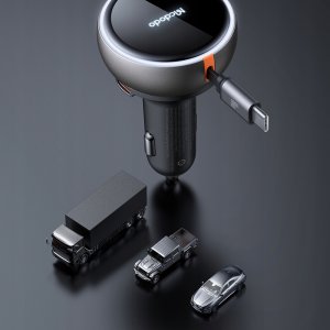 Ładowarka Mcdodo Mocna szybka ładowarka samochodowa 3X USB USB-C PD 80W LED kabel 1M 8