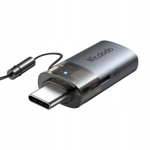 Czytnik Mcdodo Adapter przejściówka USB-A do USB-C czytnik kart TF 512GB OTG LED 11