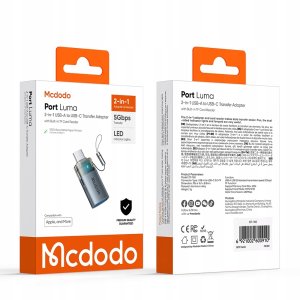 Czytnik Mcdodo Adapter przejściówka USB-A do USB-C czytnik kart TF 512GB OTG LED 13