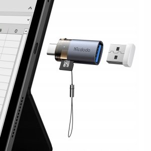Czytnik Mcdodo Adapter przejściówka USB-A do USB-C czytnik kart TF 512GB OTG LED 9