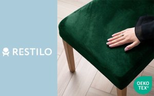 Aptel Pokrowiec na krzesło Restilo SENTO 4 szt. butelkowa zieleń welurowy 2