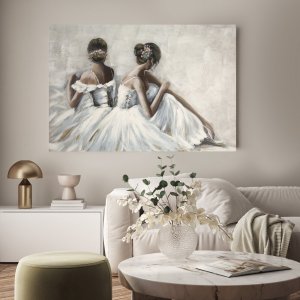 Eurofirany Obraz baletnice 80x120 cm szary recznie malowany na plotnie 3