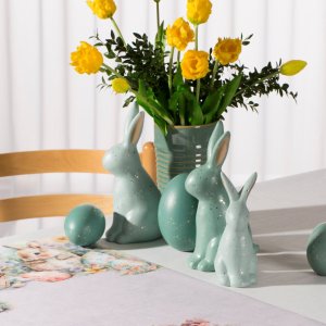 Dekoracja świąteczna Eurofirany Jajko wielkanocne dekoracyjne 7x7x10 cm ciemnoturkusowe ceramiczne 5