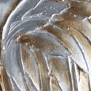 Eurofirany Obraz skrzydła anioła 100x100 srebrno-złoty ręcznie malowany 3D 2