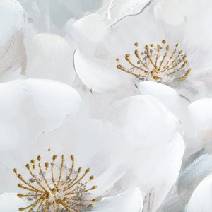 Eurofirany Obraz białe kwiaty 80x80 malarski delikatny botaniczny 2