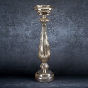 Eurofirany Świecznik szklany 41cm szampański przecierany glamour 2
