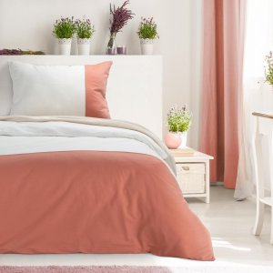 Eurofirany Pościel bawełniana NOVA 140x200 + 70x90 cm biała ceglasta 2