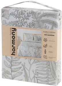 Eurofirany Pościel bawełniana LUNA 220x200 + 2x70x80 beżowa w liście 3