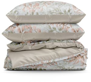 Eurofirany Pościel bawełniana FREESIA 220x200 + 2x70x80 w kwiaty pudrowy róż 3