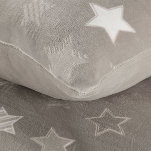 Eurofirany Pościel welwetowa miękka FL 140x200 + 70x90 cm beżowa białe gwiazdki 7