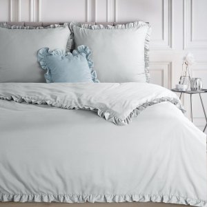 Design 91 Pościel z mikrofibry FL 140x200 + 70x80 cm srebrna z falbanką 2