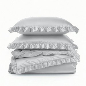 Design 91 Pościel z mikrofibry FL 140x200 + 70x80 cm srebrna z falbanką 3