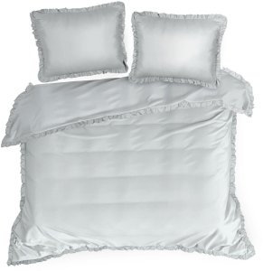 Design 91 Pościel z mikrofibry FL 140x200 + 70x80 cm srebrna z falbanką 4