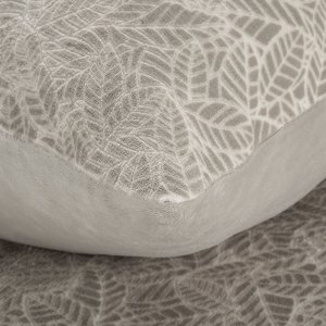 Eurofirany Pościel welwetowa miękka FL 200x220 + 70x90 cm beżowa białe liście 7