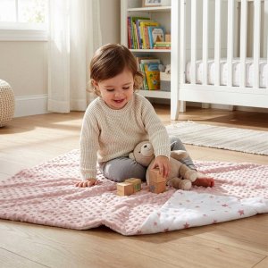 Eurofirany Koc dziecięcy Pierre Cardin 110x140 różowy minky w gwiazdki 7