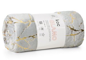 Eurofirany Koc GLAMO 150x200 cm srebrny z połyskliwym nadrukiem marmurku 4