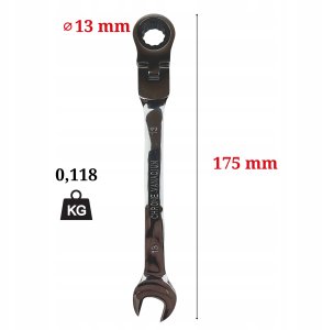 Allbe Klucz płasko oczkowy 13mm z grzechotką przegubem 72 zęby 2