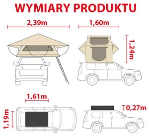Namiot turystyczny Einparts Automotive EINPARTS Namiot dachowy EPTENT03 2-3 osoby do caravaningu i wypraw off-road 5