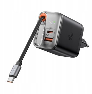 Ładowarka Mcdodo FreeGo GaN 1x USB-A 1x USB-C 40W + kabel USB-C Czarna (CH-4281) 12