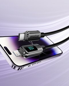 Kabel USB Innostyle INNOSTYLE KABEL Z WYŚWIETLACZEM USB-C LIGHTNING DO IPHONE 12 13 14 30W 1M 2