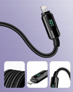 Kabel USB Innostyle INNOSTYLE KABEL Z WYŚWIETLACZEM USB-C LIGHTNING DO IPHONE 12 13 14 30W 1M 4