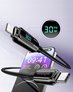 Kabel USB Innostyle INNOSTYLE KABEL Z WYŚWIETLACZEM USB-C LIGHTNING DO IPHONE 12 13 14 30W 1M 5