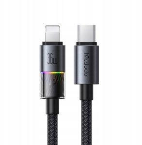 Kabel USB Mcdodo MCDODO KABEL USB-C SZYBKIE ŁADOWANIE DO IPHONE LIGHTNING 36W 1M LED CZARNY 8