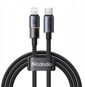 Kabel USB Mcdodo MCDODO KABEL USB-C SZYBKIE ŁADOWANIE DO IPHONE LIGHTNING 36W 1M LED CZARNY 9