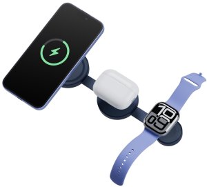 Ładowarka PowerNeed ŁADOWARKA INDUKCYJNA BAZIC GOMAG TRIO 2  3W1 15W MAGNETYCZNA DO IPHONE/WATCH/AIRPODS NIEBIESKI 4