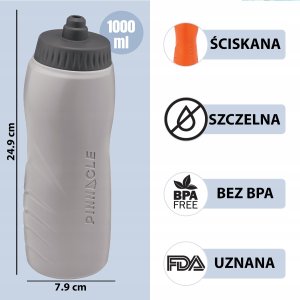 PowerNeed Bidon sportowy Szary 1L TPX9054 4