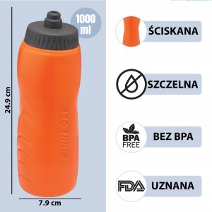 PowerNeed Bidon sportowy Pomarańczowy 1L PINNACLE TPX9054 3