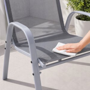 Nuforma Krzesła ogrodowe na taras balkon ogród nowoczesne krzesło metalowe 4 szt. (04K KJC810GR-SIL) 3