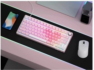 Klawiatura Royal Kludge R75 Pink Melody Przełączniki Beżowe (RK-R75-PNKMLDY-BEGSW-US) 2