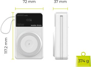 Powerbank Mobile Origin 35W PD Display PB15 MagSafe Compatible 20000 mAh Biały (MO-35WPDD-PB15) 12