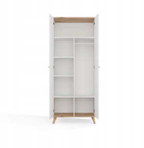 Fabryka Mebli Akord OLYMPO 2D Biała dąb artisan 80 cm Drążek 2 drzwi Sypialnia 4