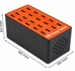 Ładowarka PowerNeed Stacja ładująca ładowania telefonów USB sieciowa 20 portów 80W 4