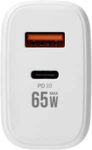Ładowarka Veger Sieciowa do telefonu USB A + Typ C PD QC3.0 3,25A 65W + kabel USB C do USB C TR67 biała 4