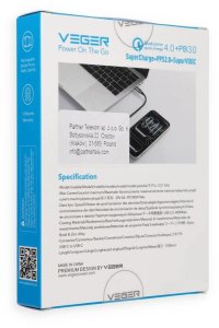 Kabel USB Veger Z wyświetlaczem LED USB C do USB C PD 5A 100W 1,5 m CC1-XHJ czarny 3