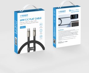 Kabel USB Veger Płaski USB C do USB C PD 3A 60W 1,2 m CC06-MTB czarny 3