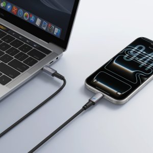 Kabel USB Veger Z diodą LED USB C do USB C PD 5A 100W 1,5 m CC1-ZSD czarny 2