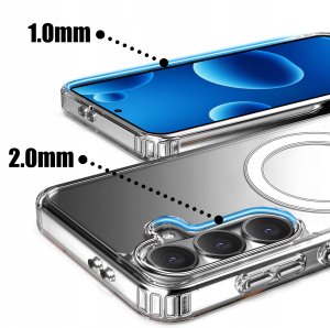 krainaGSM Etui magnetyczne przezroczyste do Samsung A37 5G do Magsafe case + szkło 4